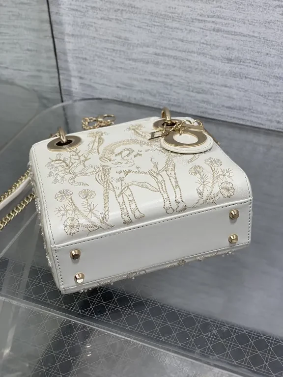 View 3 of Compact Embellished Tote: Embroidered Dior-Style Charm Bag