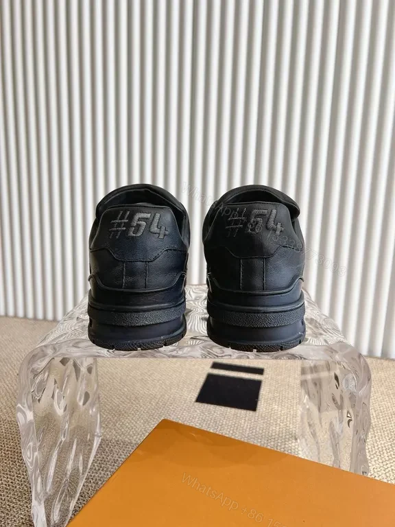 View 7 of Black Leather Minimalist Sneaker â€” LV-Inspired, All-Day Comfort
