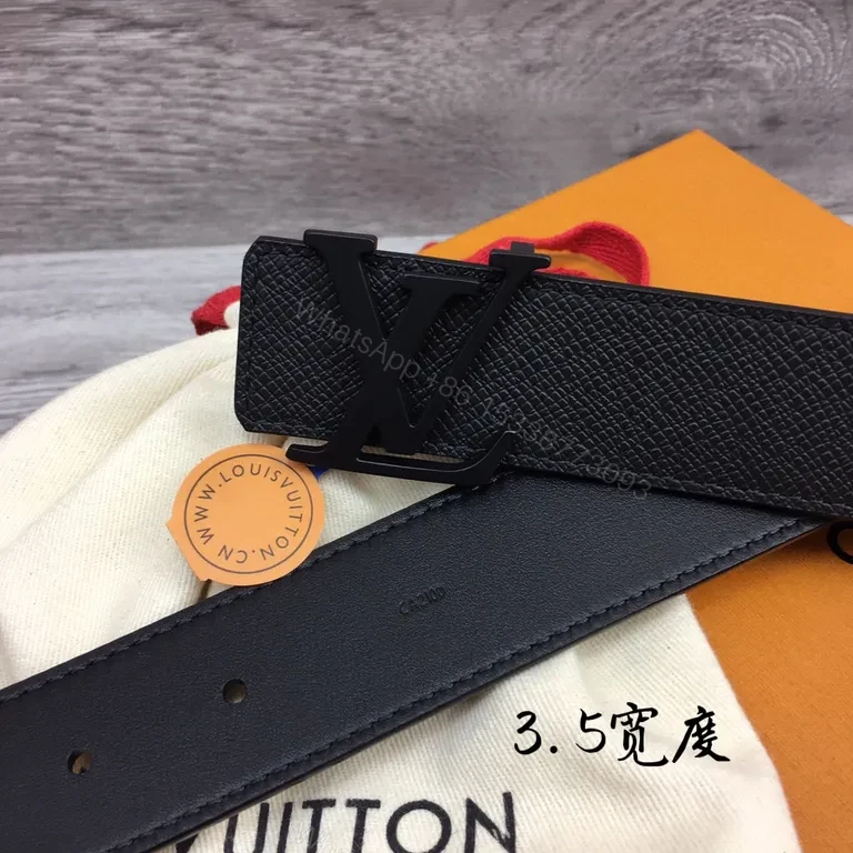 View 3 of Bold Leather LV Belt: Textured Luxury, Subtle Logo, All-Day Comfort