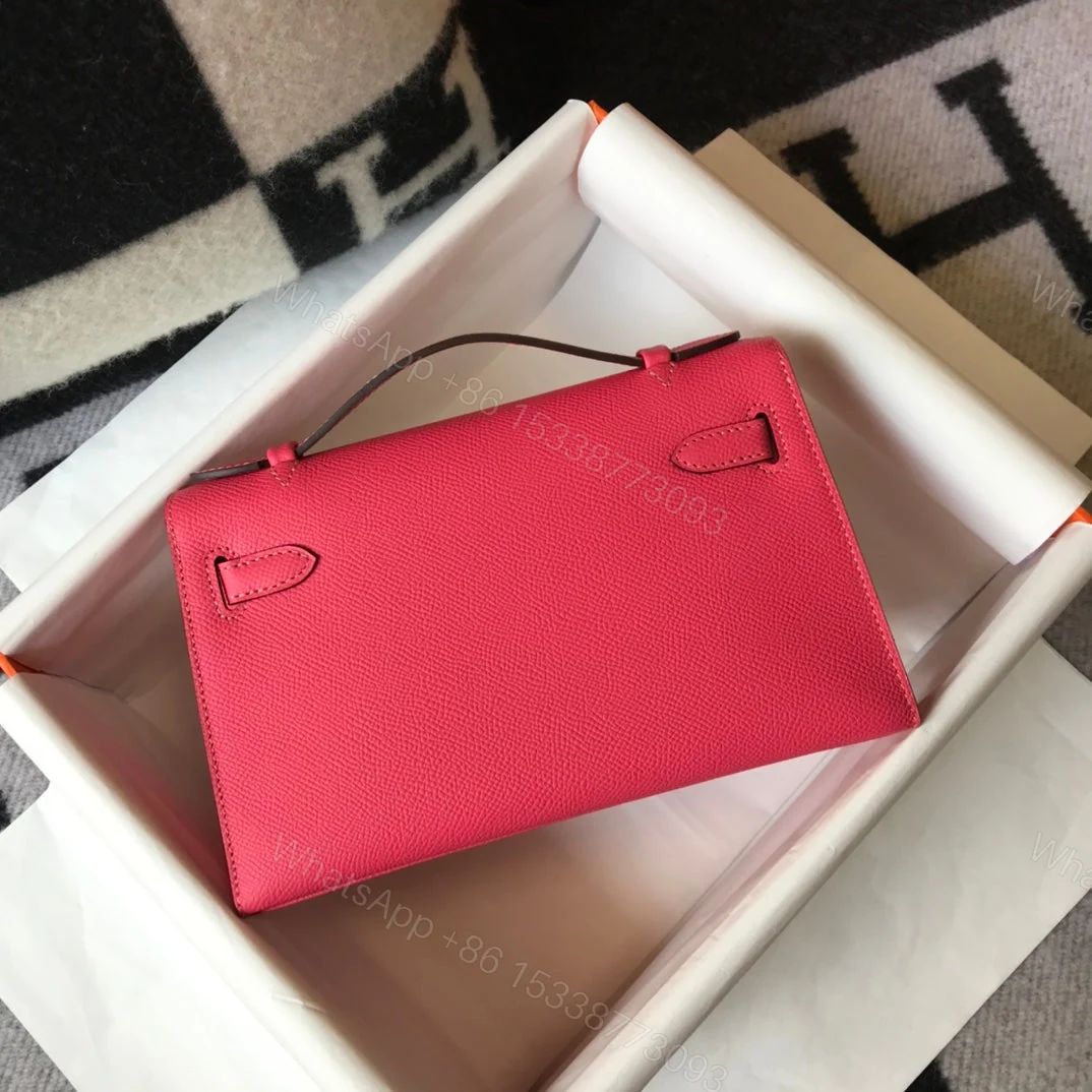View 4 of H MINI KELLY POCHETTE GOLD TONED HARDWARE PINK 22CM