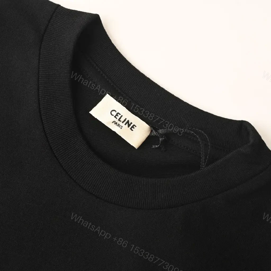 View 7 of Black Cotton T-shirt Large white horse-drawn carriage graphic CELINE PARIS T-shirt