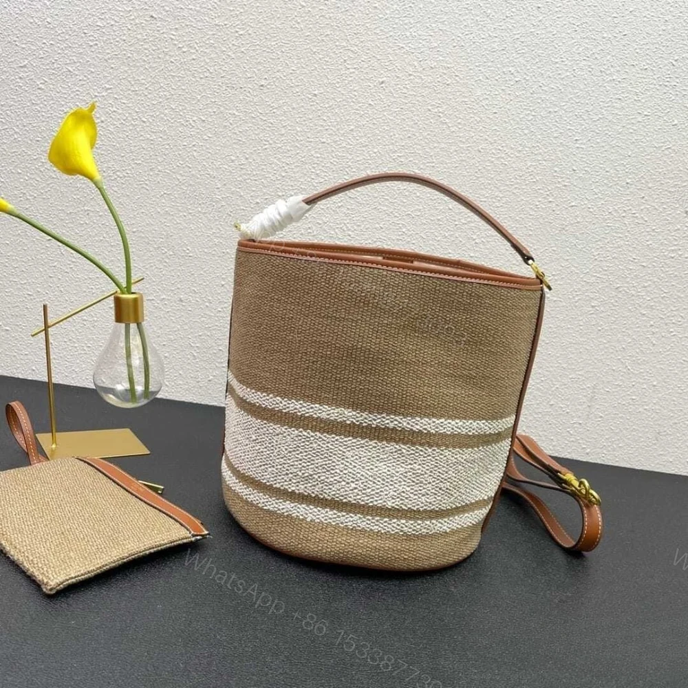 View 4 of CELINE 16 BUCKET BAG IN TEXTILE WITH PRINT AND SMOOTH BEIGE TAN 25CM 1955720JB 02ET