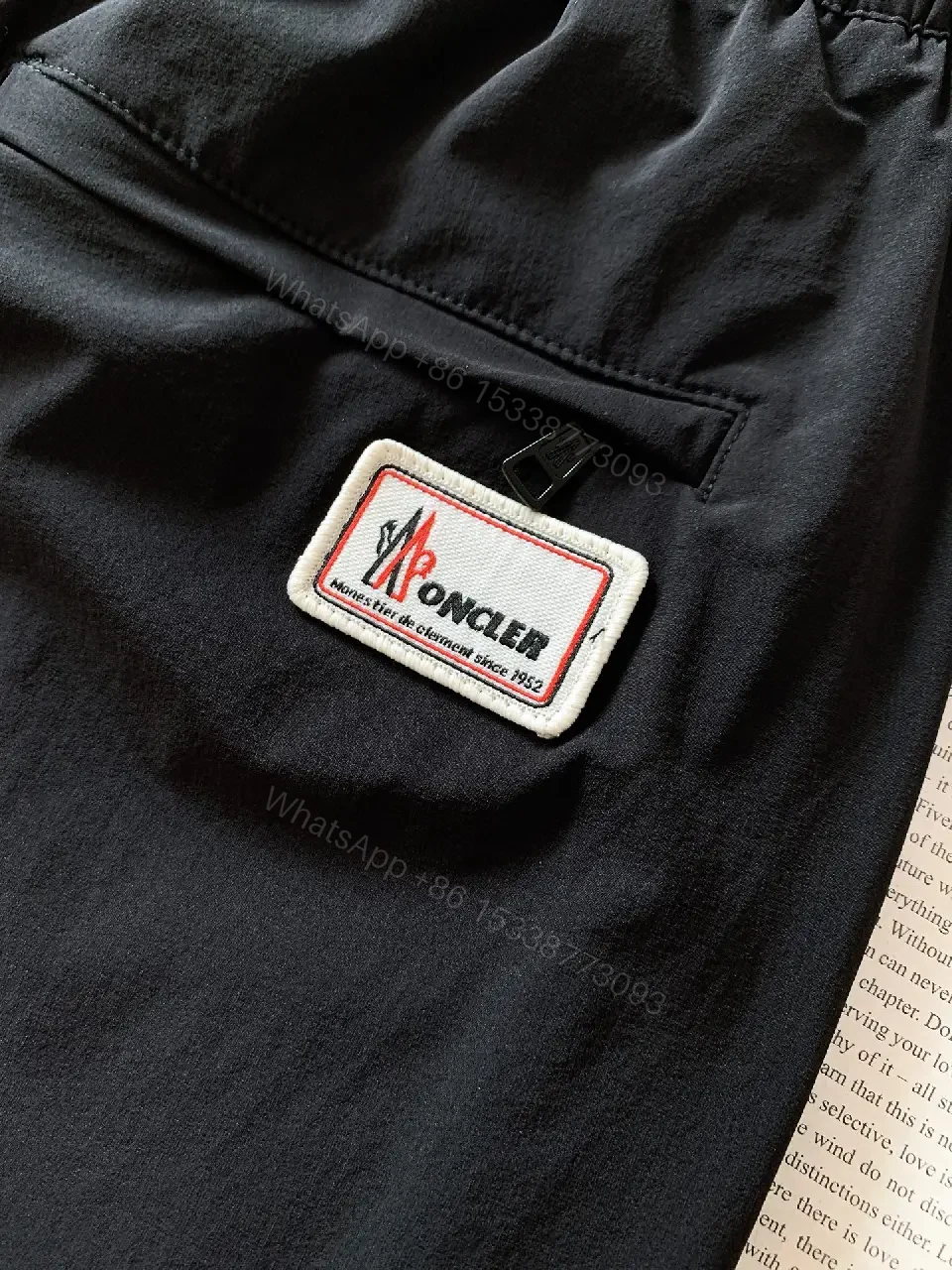 View 5 of Black Nylon Drawstring Moncler Style Shorts