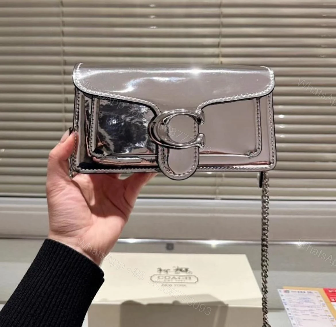 Coach Tabby Metallic Genuine Calf Leather Bag Silver First Copy | AAA+ Replica — view 1