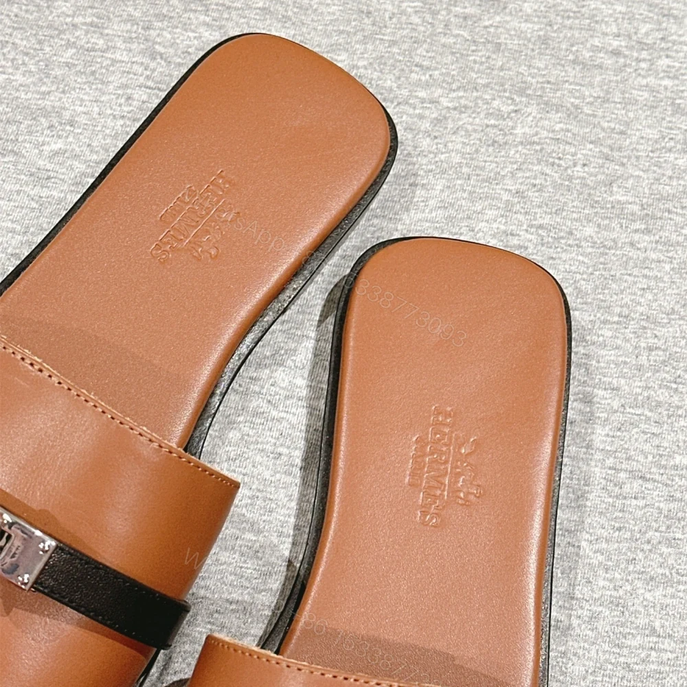 View 4 of 高仿Hermes*H231056Z20一字平底拖鞋棕色免檢版
