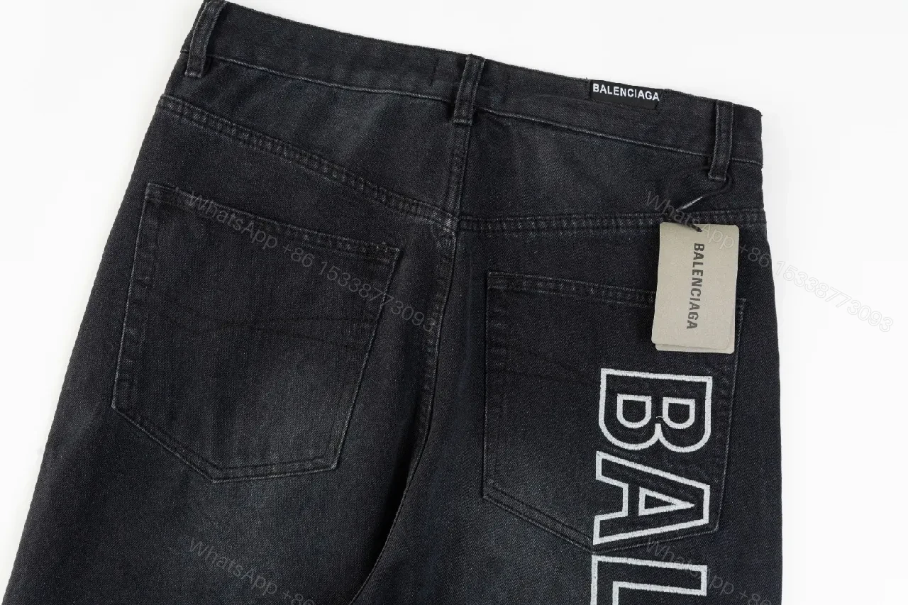 View 3 of Bold Denim Wide-Leg Jeans: Bold Lettering, Street-Ready Style