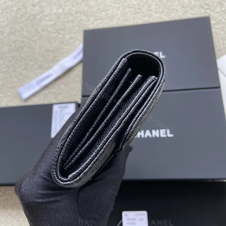 View 9 of Chanel-Inspired Quilted Wallet in Black Leather, Luxe Everyday