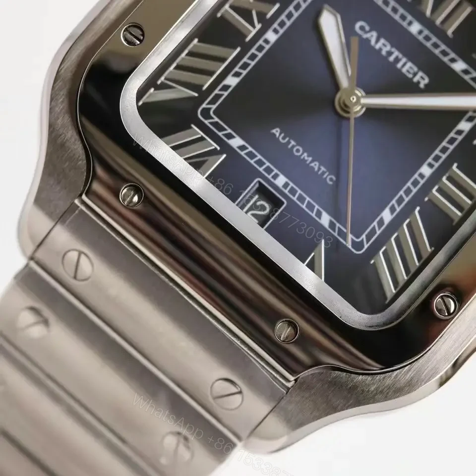 View 4 of Cartier super clone Santos Black Dial Steel Bracelet Premium 40MM RG-CARTIER-SANTOS-BLK-STL-40