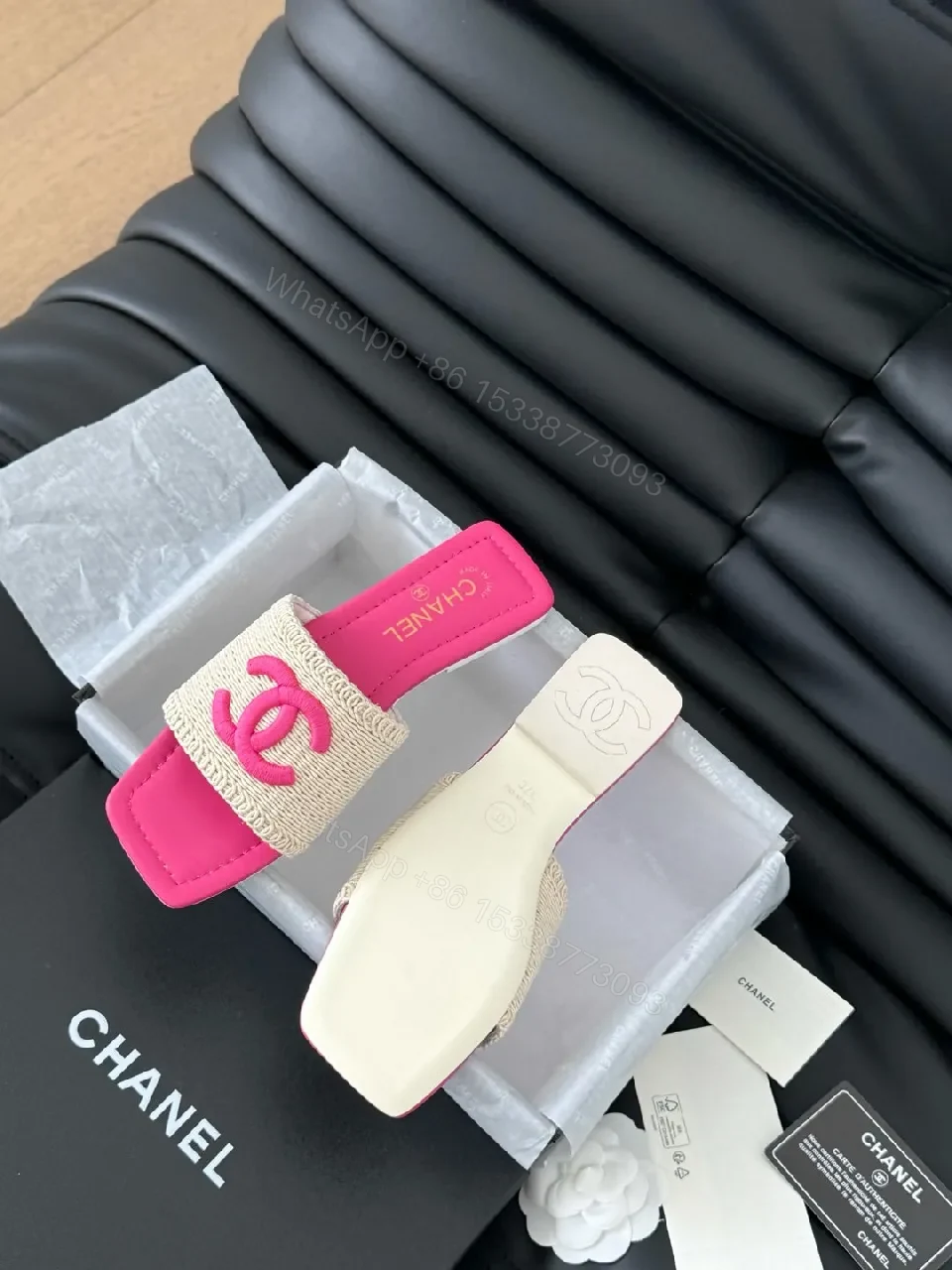View 7 of Vivid Pink-Accent Woven Slide with Cushioned Comfort