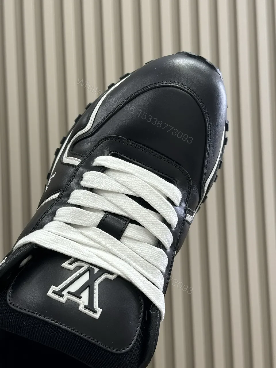 View 2 of Lux Laminated Leather High-Top Sneakers: Designer Comfort