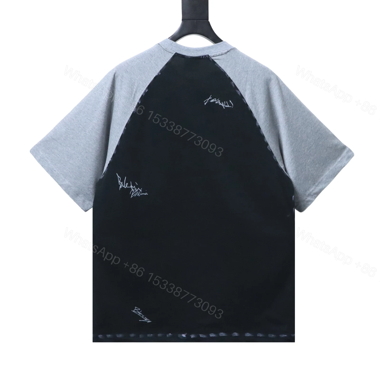Balenciaga Clothes 26SS Signature Letter Print Raglan Short Sleeve T-Shirt black — view 2