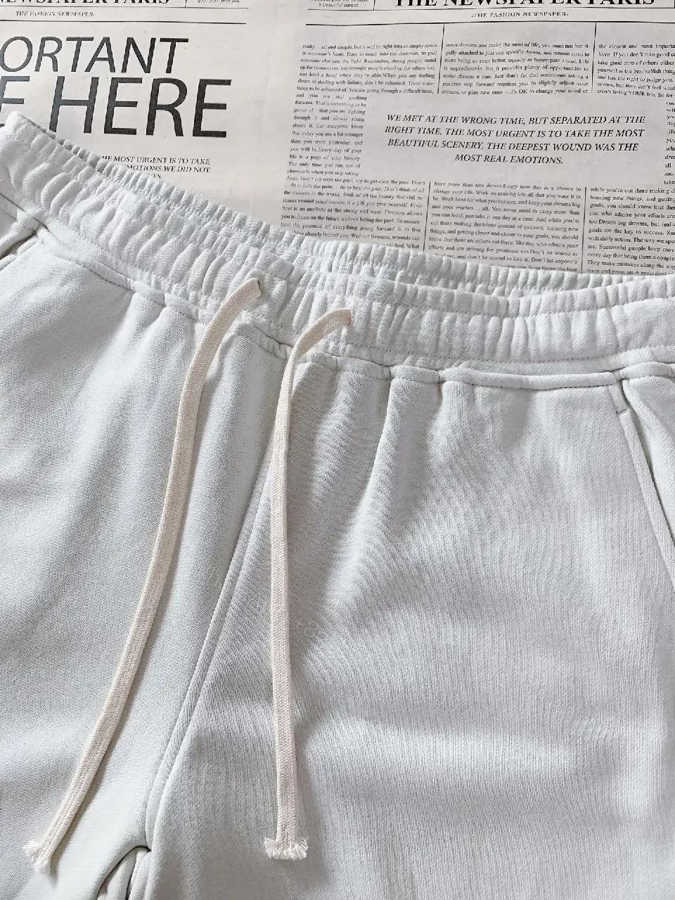 View 6 of White Cotton-Blend Sweatshorts, Drawstring, Pockets, Logo Patch Short
