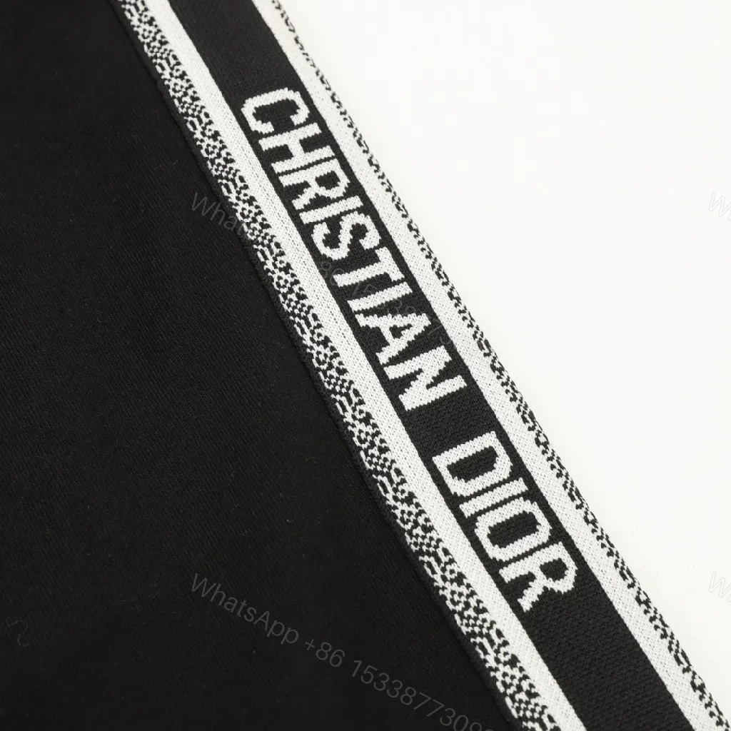 View 4 of Black Wide-Leg Track Pants with Dior Stripe Detailing