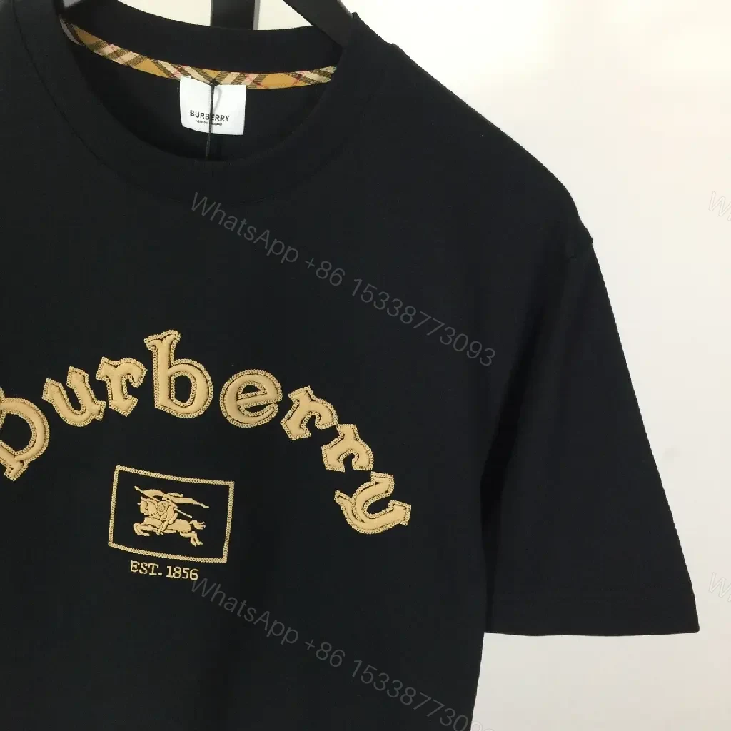 View 6 of Lux Black Embroidered Crest Tee: Premium Heritage-Inspired Style