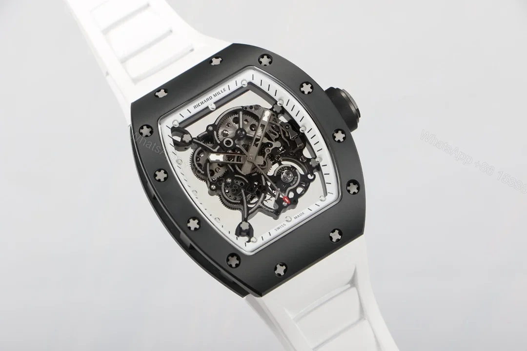View 2 of Richard Mille RM055 Ceramic Watch White Black Ceramic Automatic Mechanical Luxury Sports Edition RM055-CER-2T