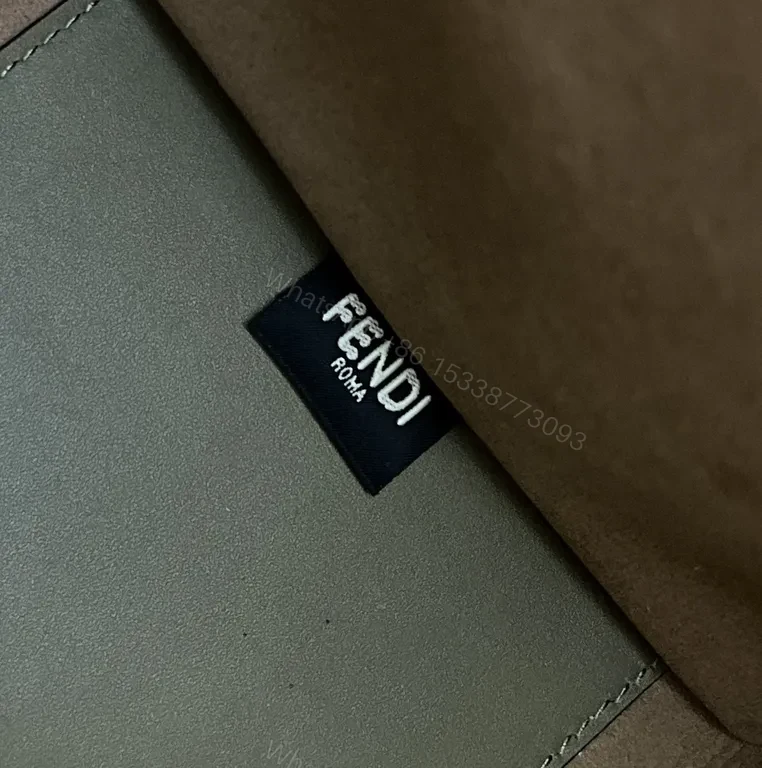 View 6 of Olive Green Structured Tote: Fendi Roma Hardware Bag