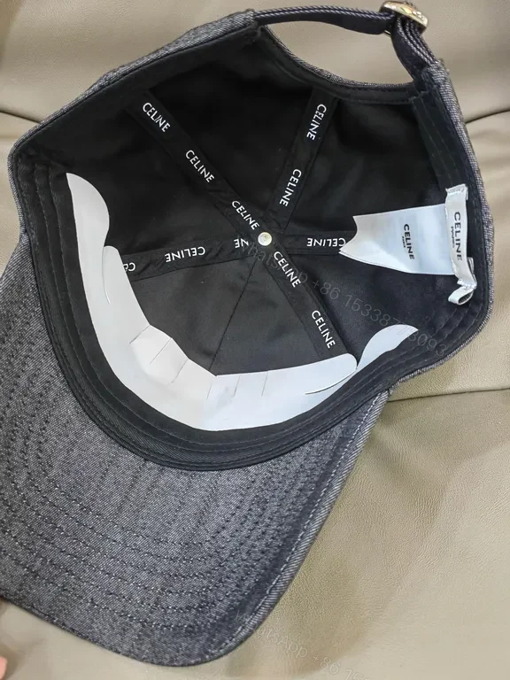 View 5 of Minimalist Denim Cap with Bold CELINE Logo Cap