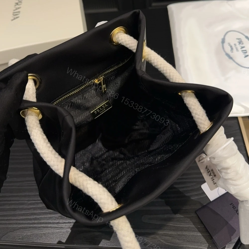 View 6 of PRADA MARINER RE NYLON SMALL BUCKET BAG BLACK 22CM 1BE082 2HG8 F0002 V OOO
