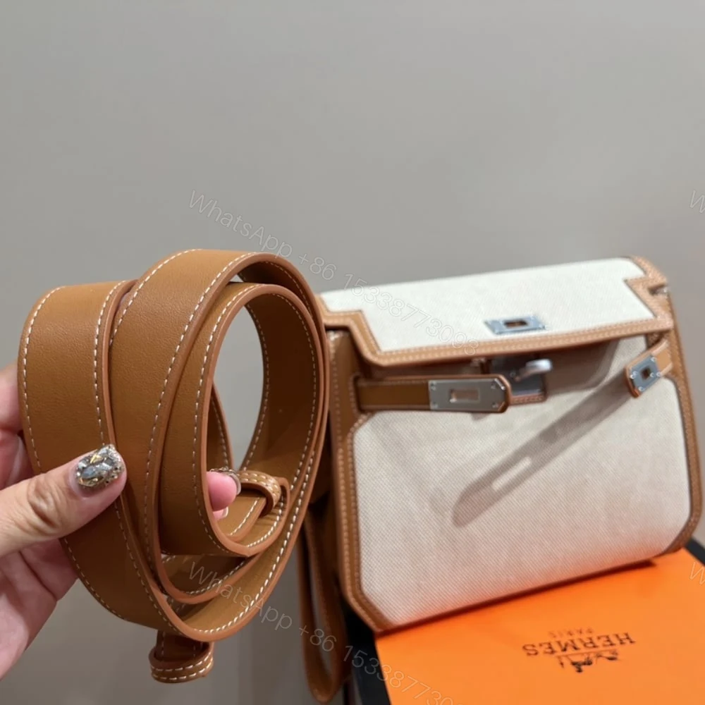 View 2 of Hermes Kelly Dépêches Pouch Toile Barenia Fauve 26Cm