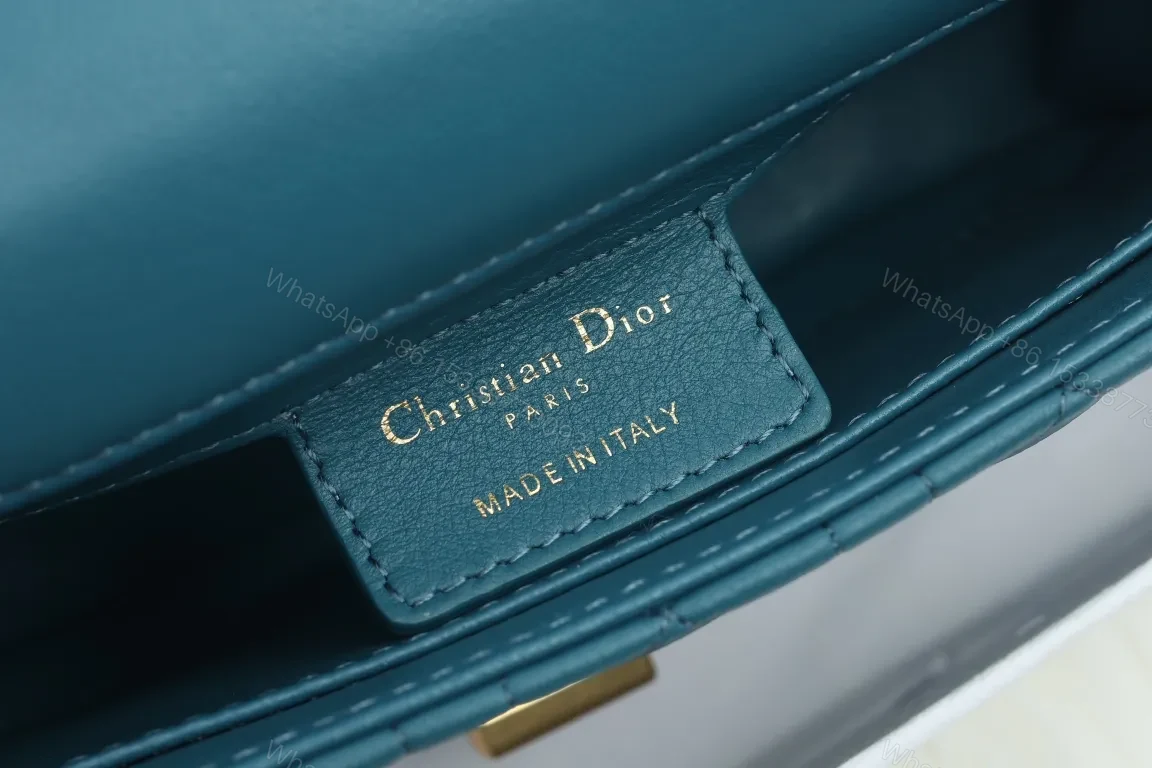 View 7 of Teal Quilted Chain-Accent Bag in Structured Canvas