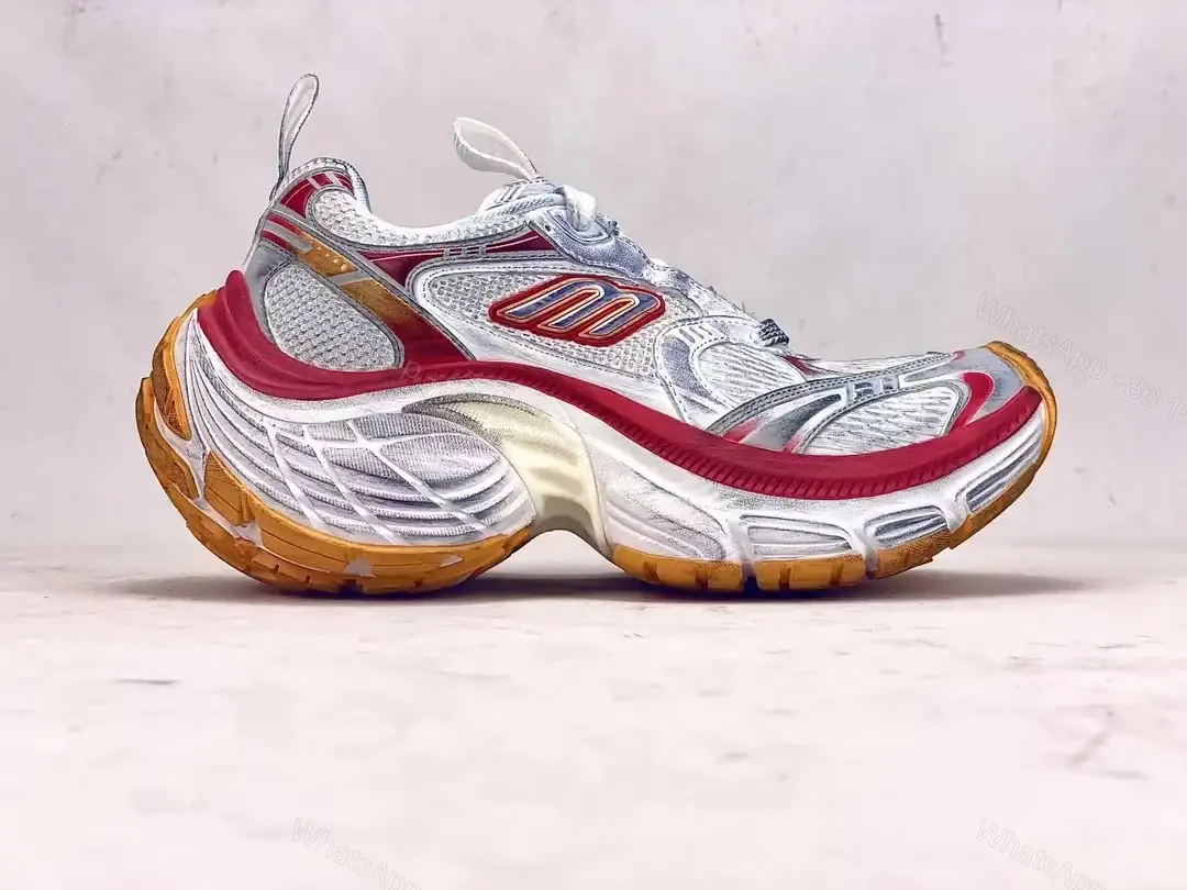 View 2 of BALENCIAGA WOMEN’S 10XL SNEAKER IN WHITE/RED/ORANGE – BB276