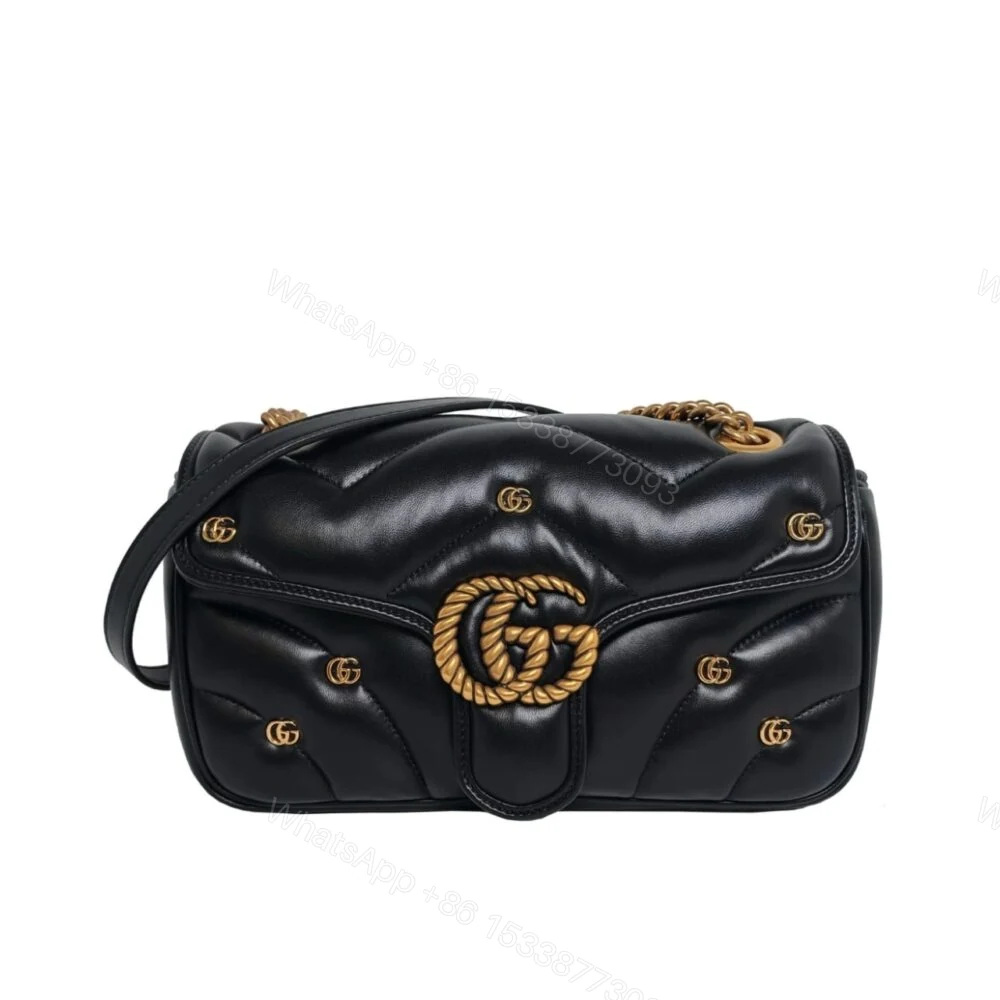Gucci GG Marmont Small Shoulder Bag Black 26Cm 443497 AACPG 1000 — view 1
