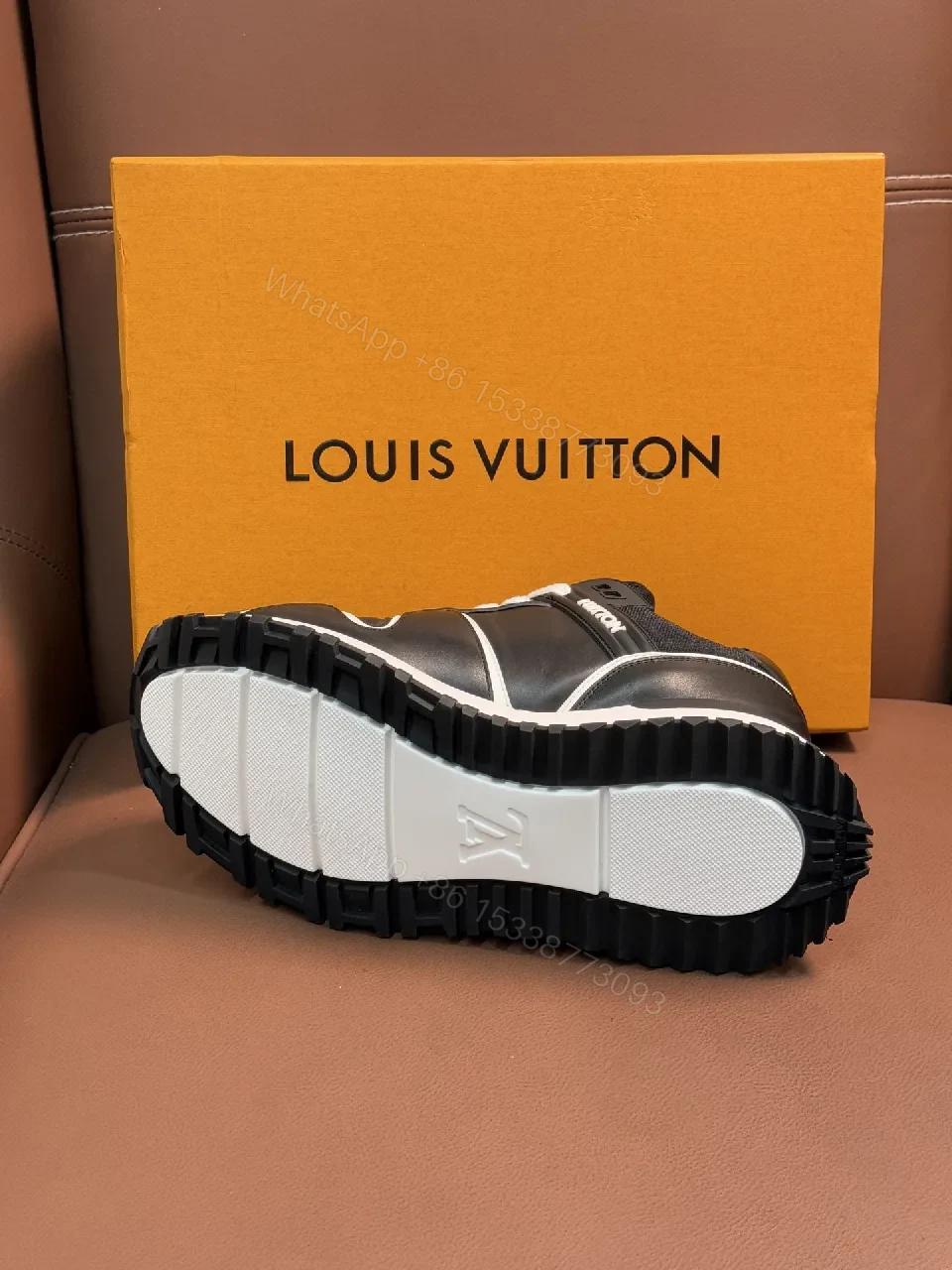 View 6 of Bold Contrast Leather Sneakers - High-Top Luxury Comfort