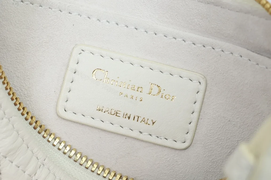 View 6 of Chic Quilted Mini Bag with Gold Chain Strap, Off-White Luxe