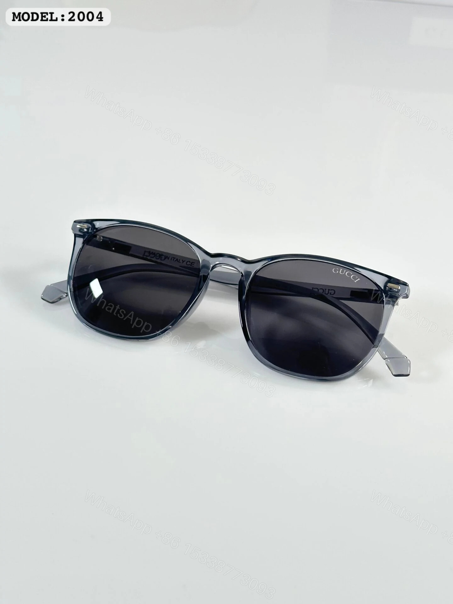 View 3 of Gucci 2004 Transparent Gray Round Sunglasses
