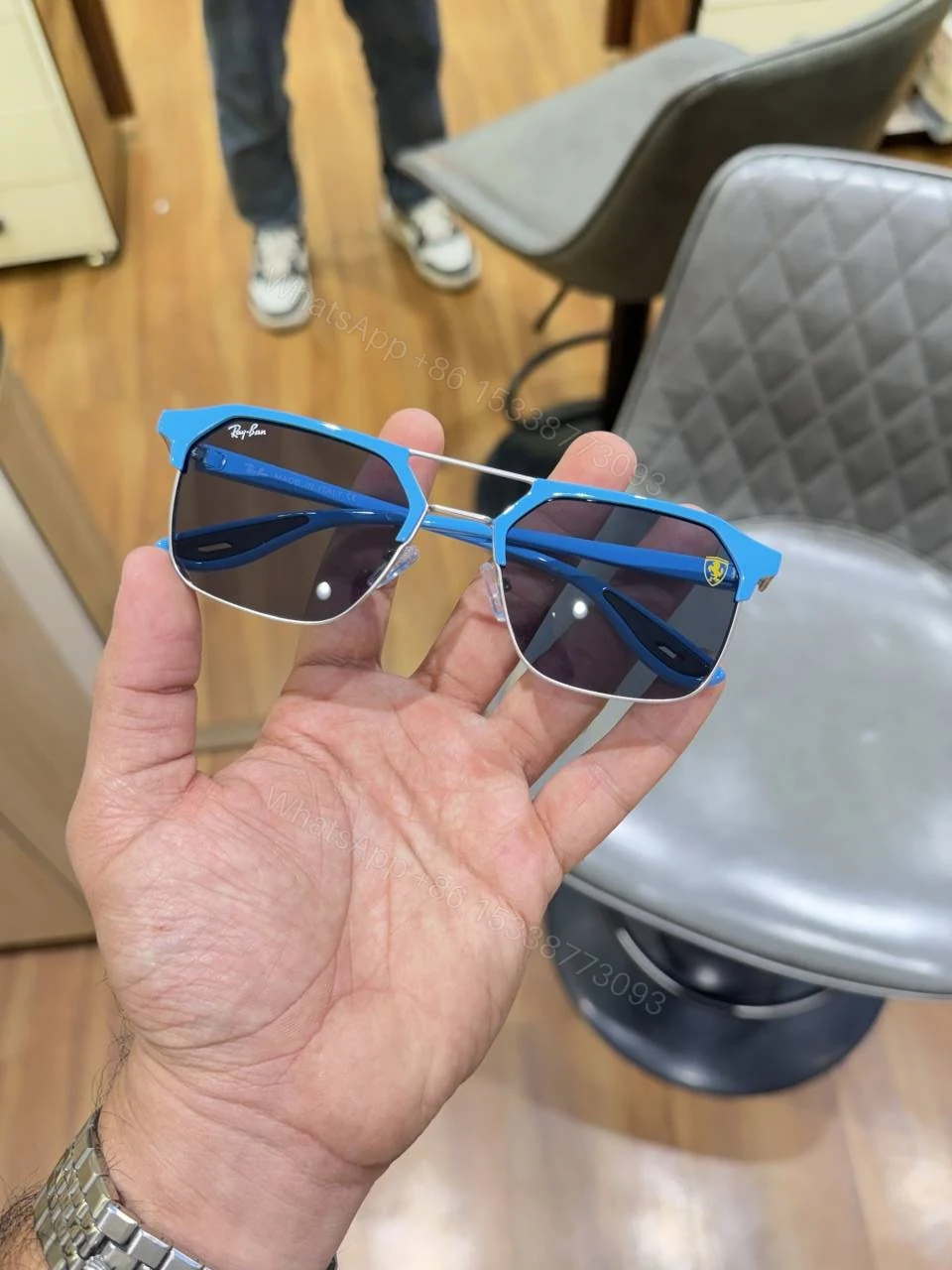 First Copy RayBan 04 Silver Blue Luxury Sunglasses Premium UV Protected Eyewear — view 1