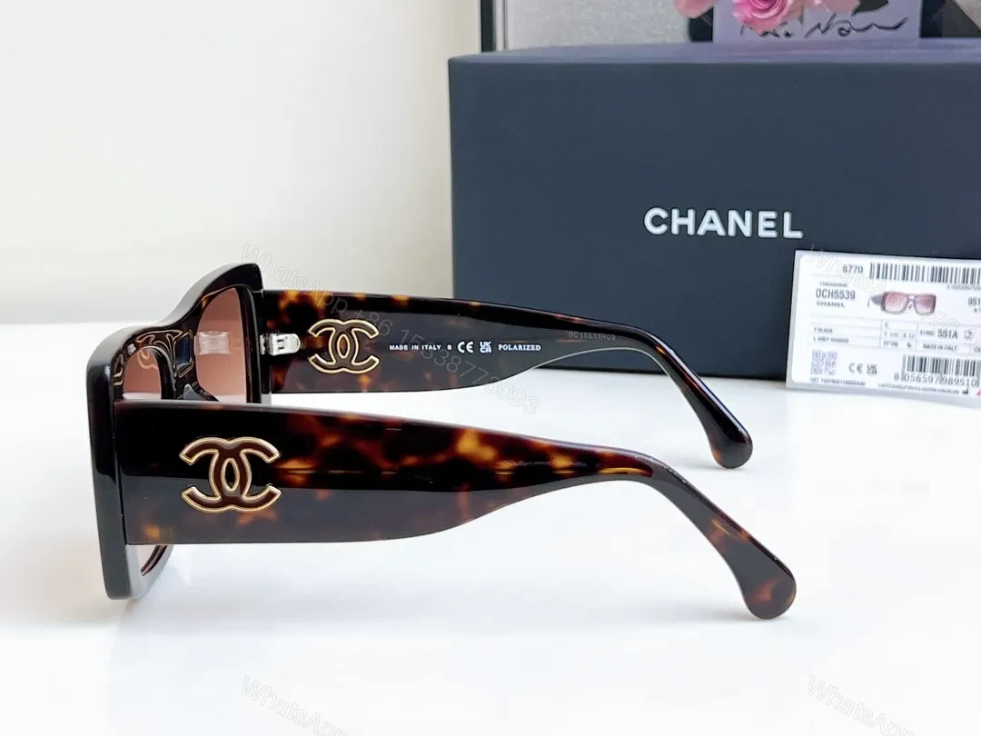 View 5 of Bold Tortoise Acetate Oversized Sunglasses with Gold Logo Details