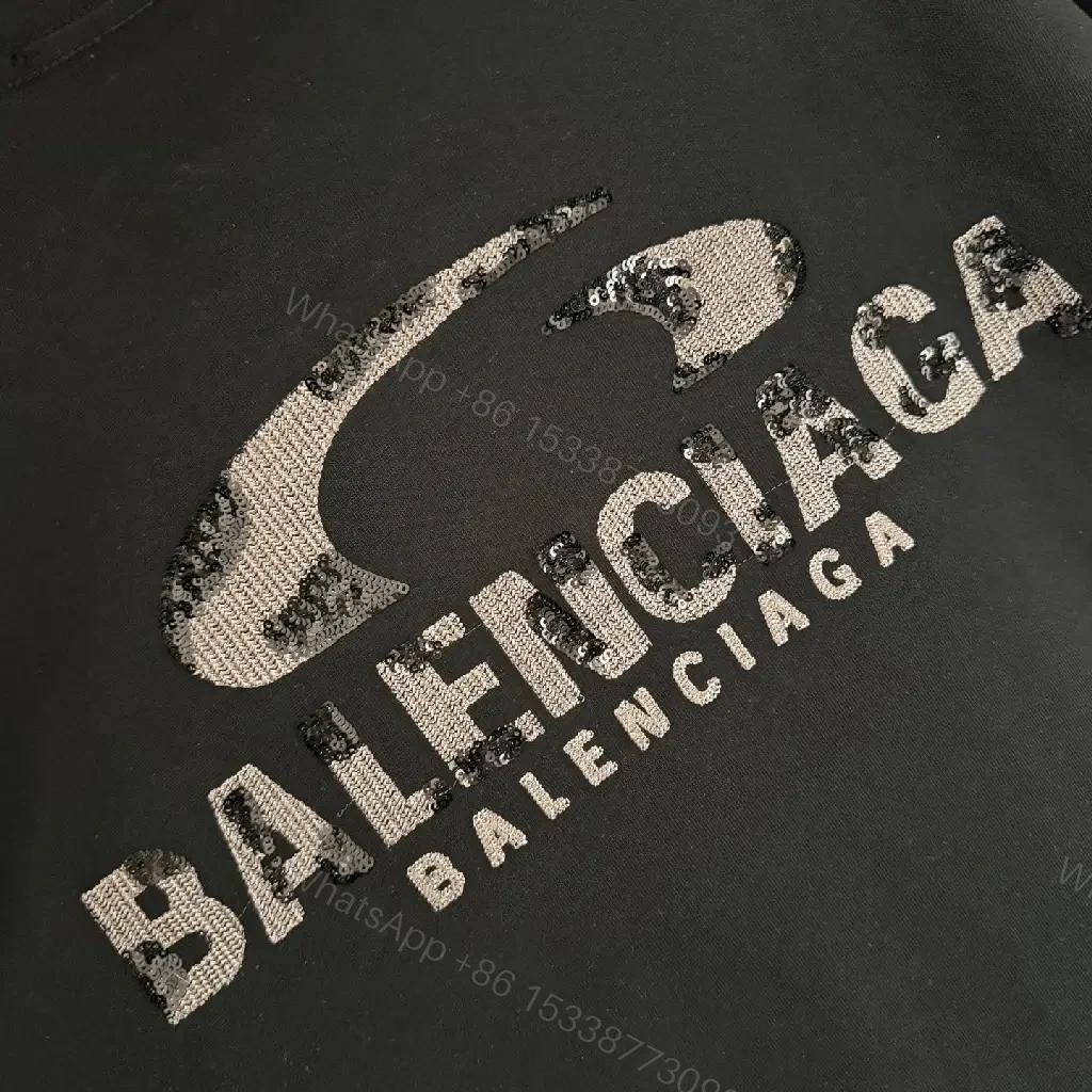 View 5 of Black Cotton Tee - Oversized Relaxed Fit with Embroidered Logo