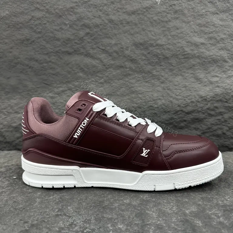 View 4 of Louis Vuitton-Inspired Burgundy Leather High-Tops â€“ Comfort-Driven Style