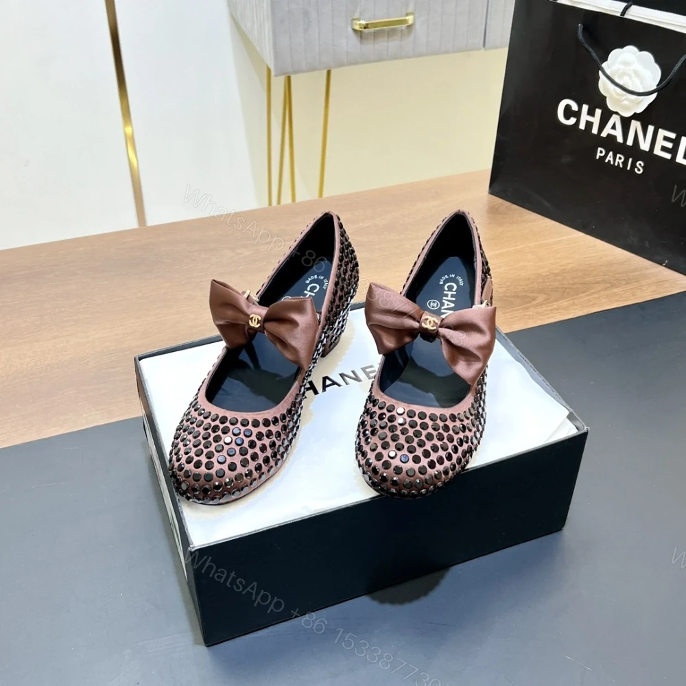 View 3 of 高仿Chanel*G45749D緞子水鑽圓頭單鞋玫瑰金4.5CM免檢版