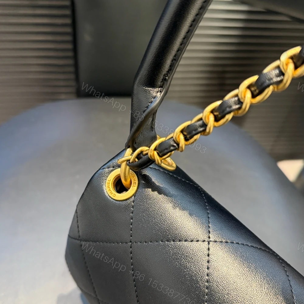 View 8 of Chanel Large Flap Bag Gold Tone Hardware Black 25Cm