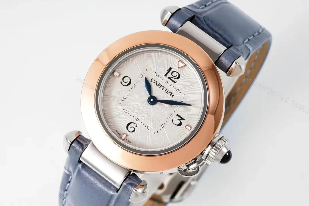 View 3 of Cartier Pasha de Cartier Women’s Watch – 30mm Rose Gold with Blue Leather Strap