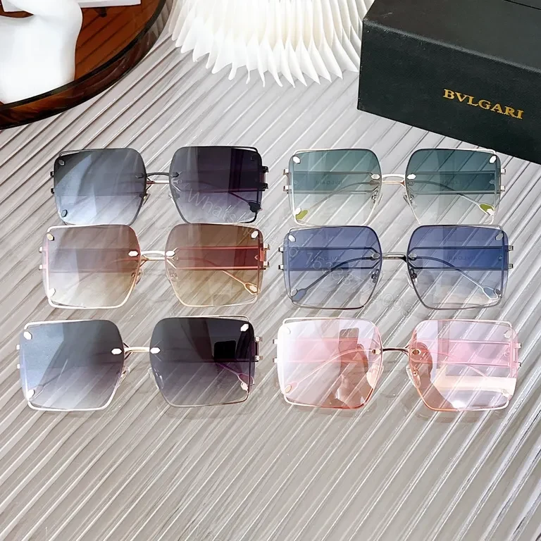 View 5 of Pink Rose-Glide Square Sunglasses: Rose-Gold, BVLGARI Style, UV400 Lenses