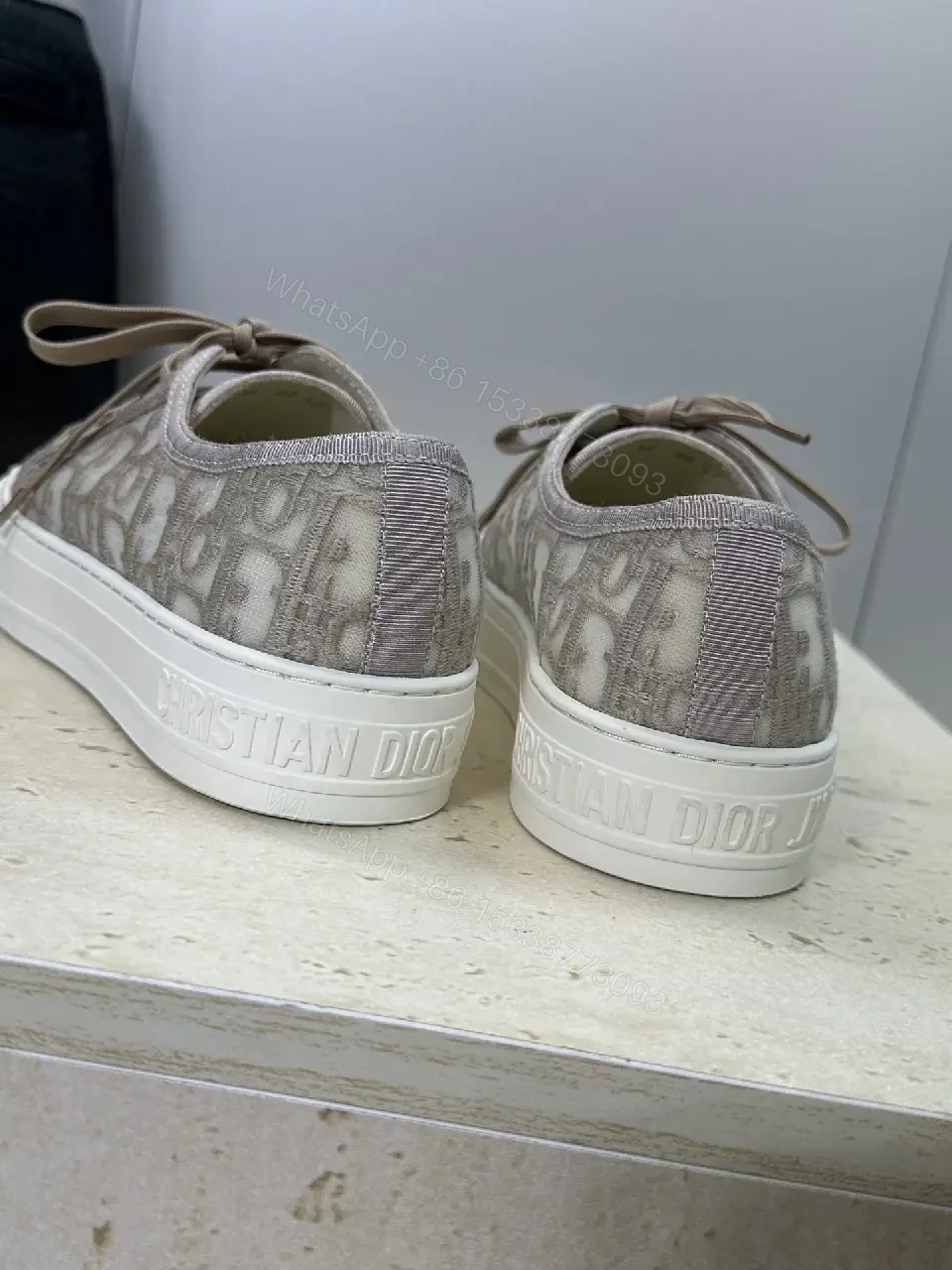 View 2 of Soft-Tone Canvas High-Tops with Monogram Pattern, Everyday Luxury Sneakers