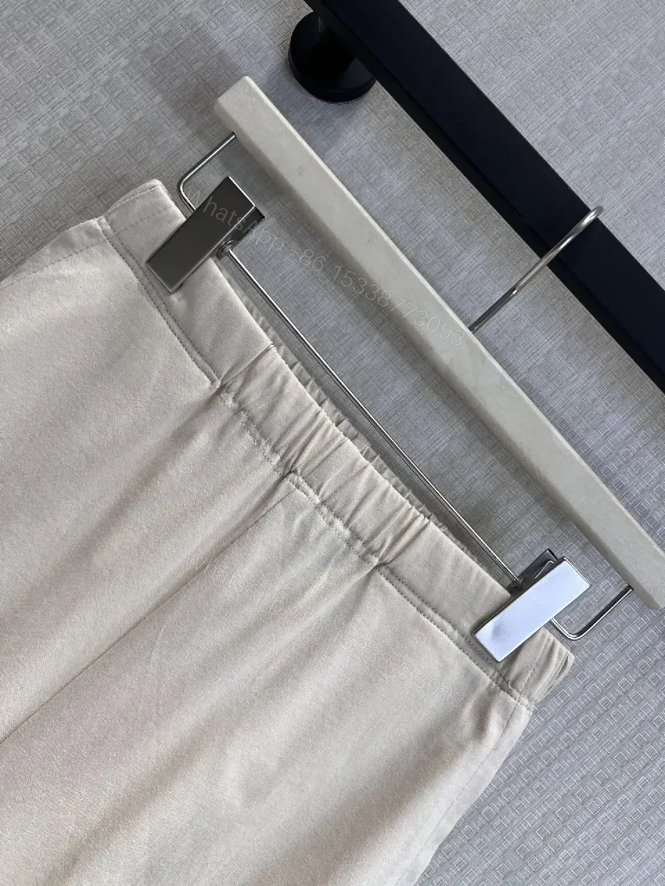 View 8 of Gray Cotton Shorts with Elastic Waist, Casual Style, Miu Miu Logo