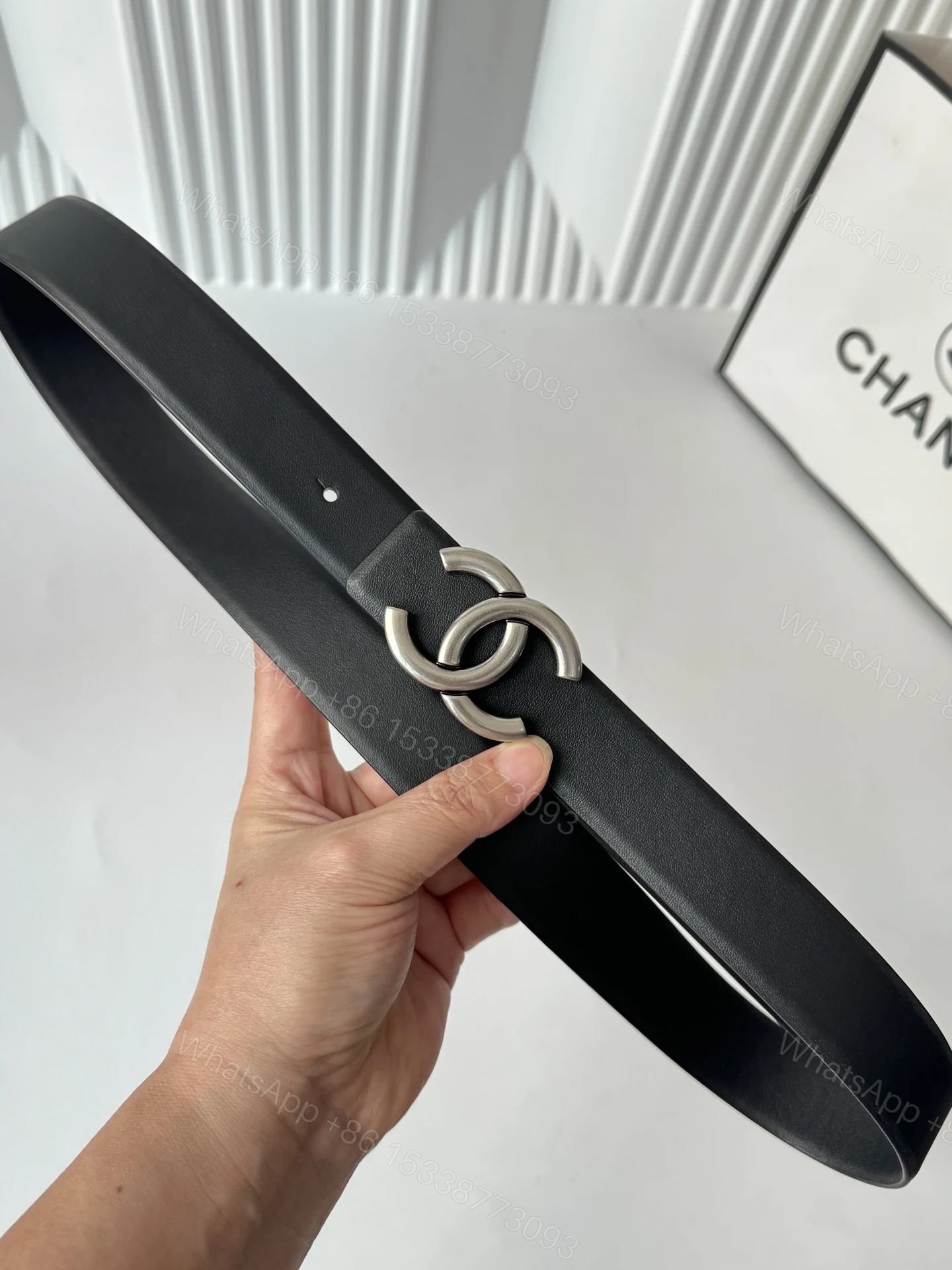 CHANEL 原單 女款 雙C牛皮皮帶 黑色經典百搭腰帶 — view 1
