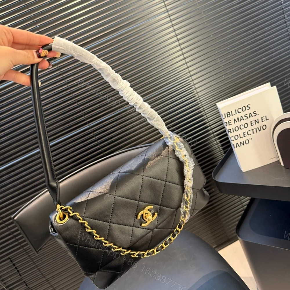 View 3 of Chanel Large Flap Bag Gold Tone Hardware Black 25Cm