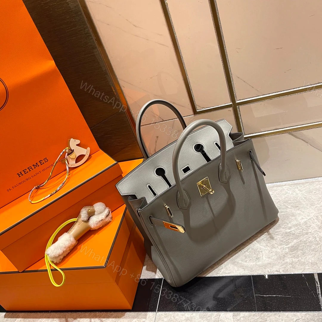 View 3 of HERMES BIRKIN 30CM GREY SWIFT LEATHER GOLD HARDWARE