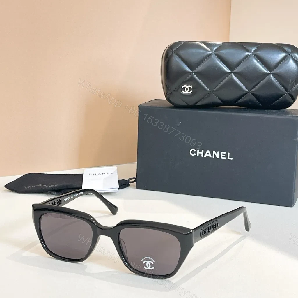 View 3 of Chic Black Acetate Sunglasses with Quilted Case, Luxury Style