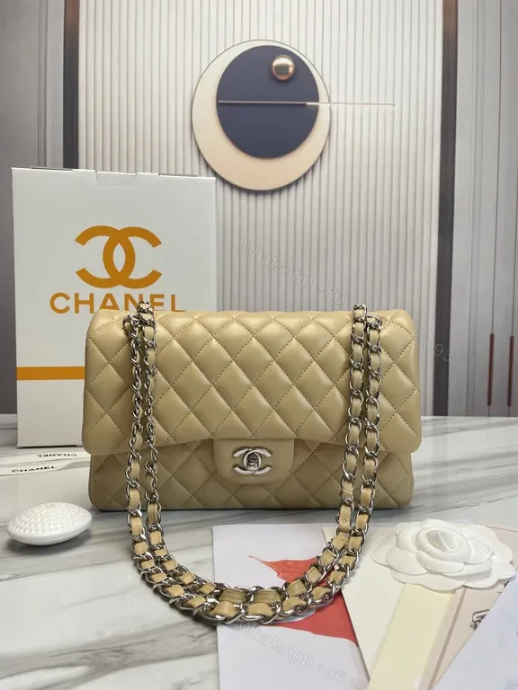 View 7 of Red Quilted Chanel-Inspired Flap Bag with Silver Chain Bag