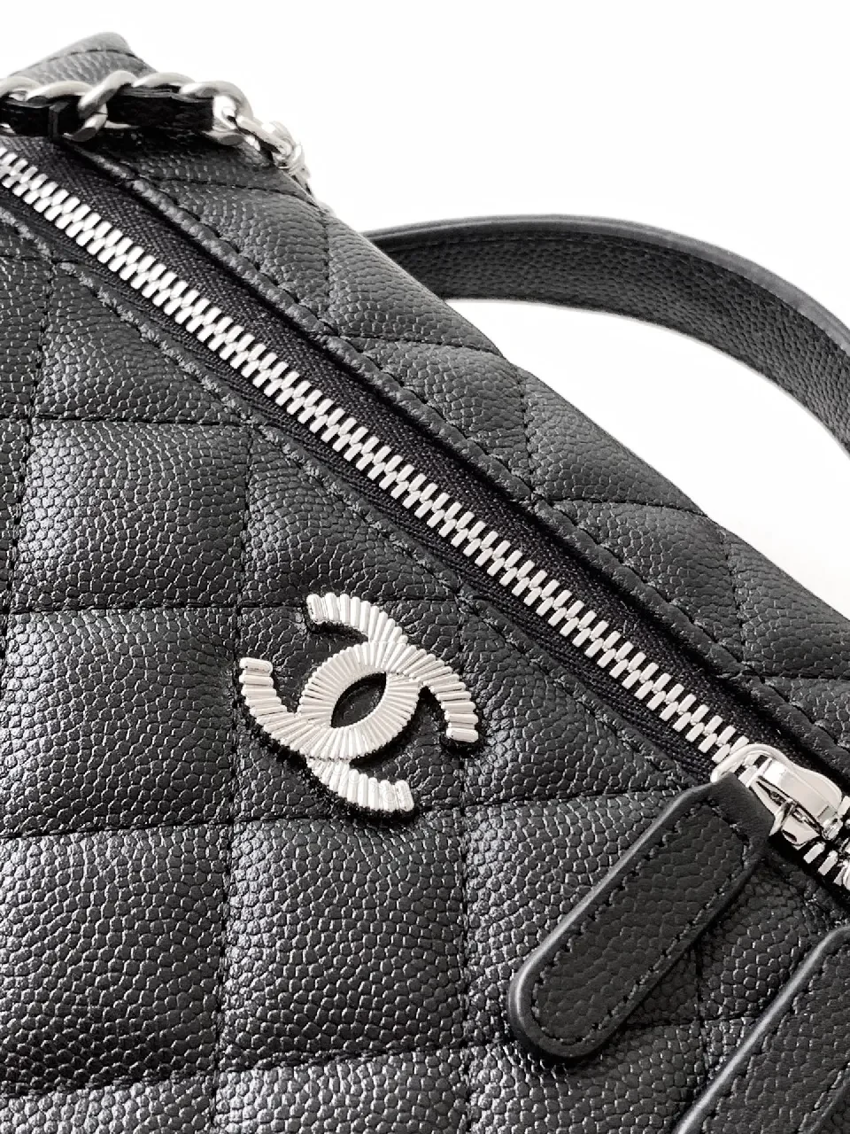 View 9 of Quilted Black Calf Leather Compact Handbag - Chic Versatile Luxury