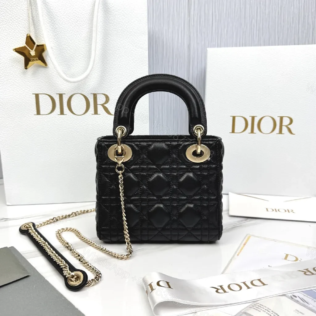 View 6 of Small Black Quilted Mini Bag with Gold Hardware - Elegant Compact Crossbody