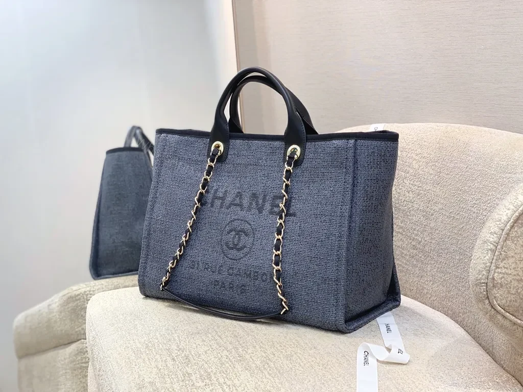 View 3 of Chanel-Inspired Denim Tote: Luxe Everyday Carry Bag