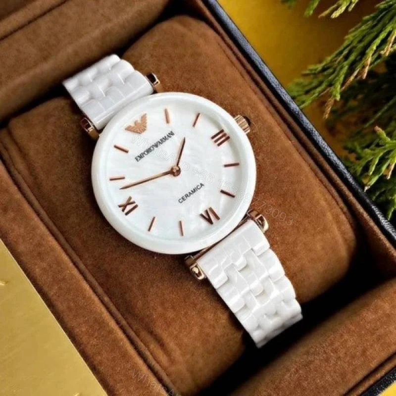 First Copy Emporio Armani White Ceramic White Dial Women’s Analog Watch — view 1