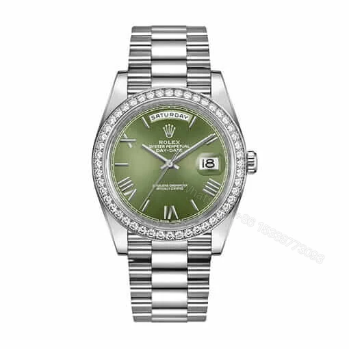 Rolex Day-Date 228238 Super Clone: 40mm Yellow Gold Olive Green Diamond Dial — view 1