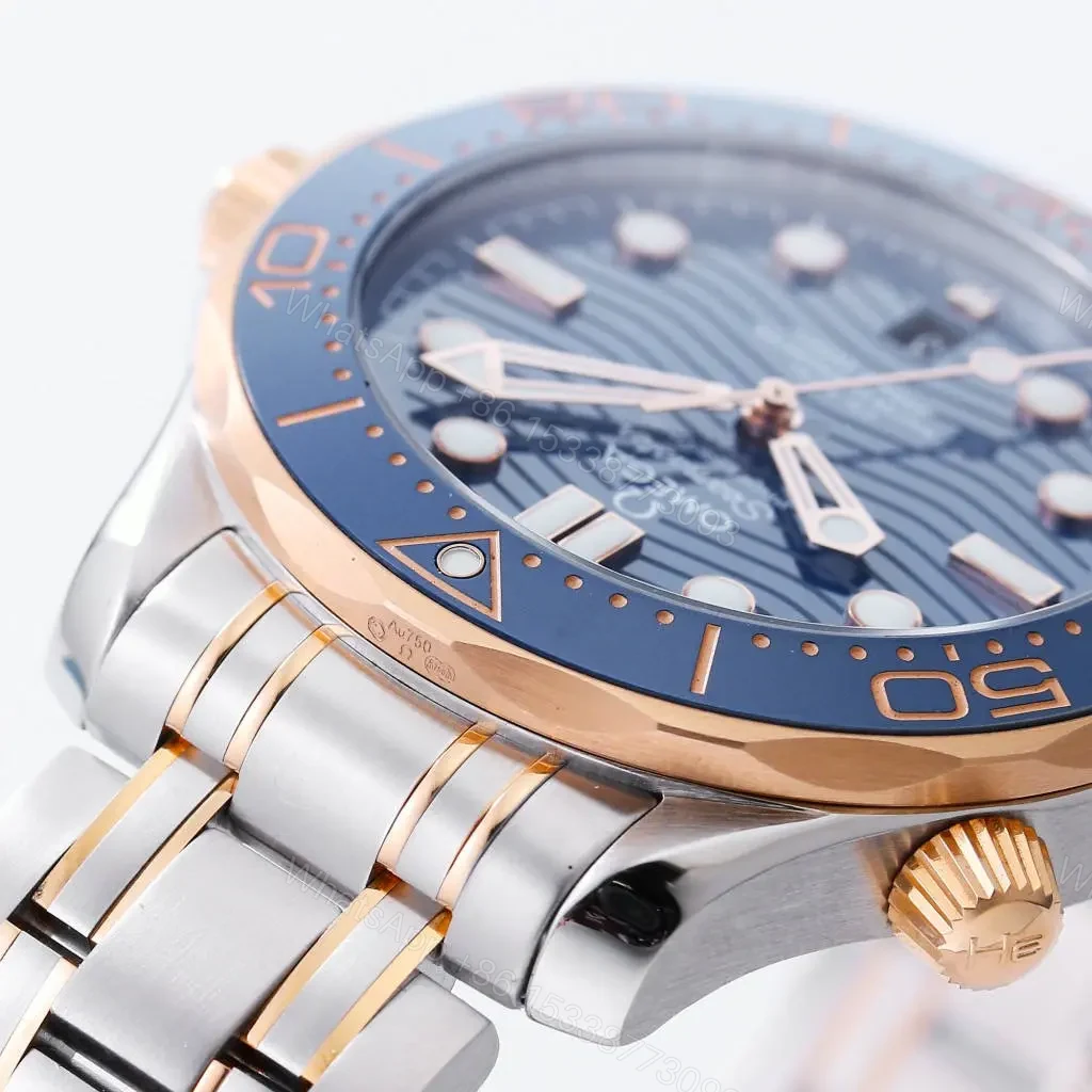 View 5 of Omega Seamaster 300M Series Blue Dial with Stainless Steel and Rose Gold Bracelet 42MM Case Custom 8800 Movement
